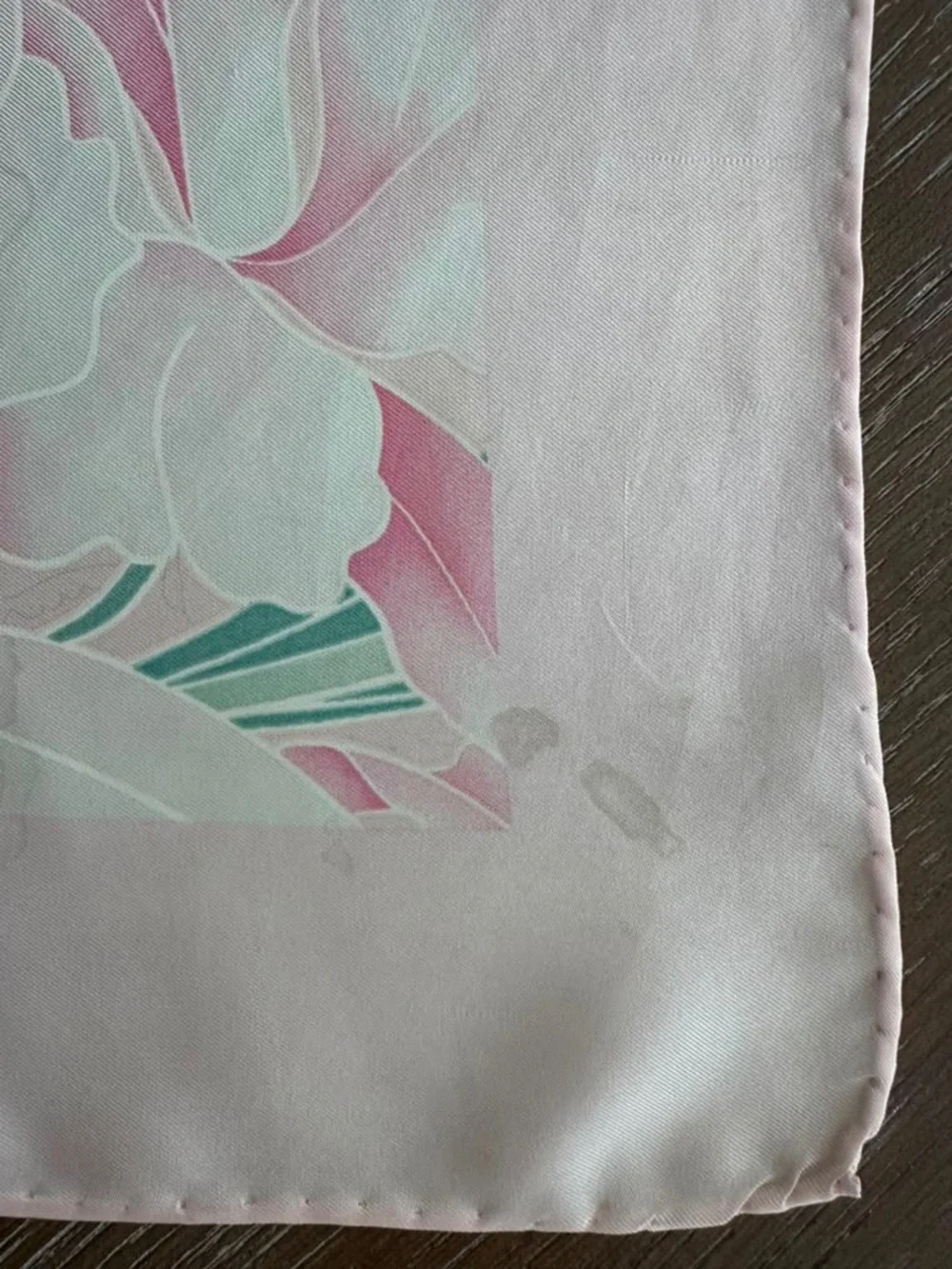 Leonardo Paris Silk Scarf Pink Beige Hand Rolled Made in France